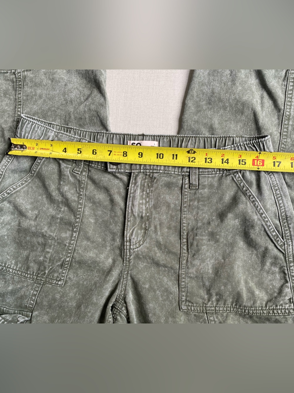 SO Olive Green Cargo Wide Leg Pants 100% Cotton Size L - Picture 2 of 10